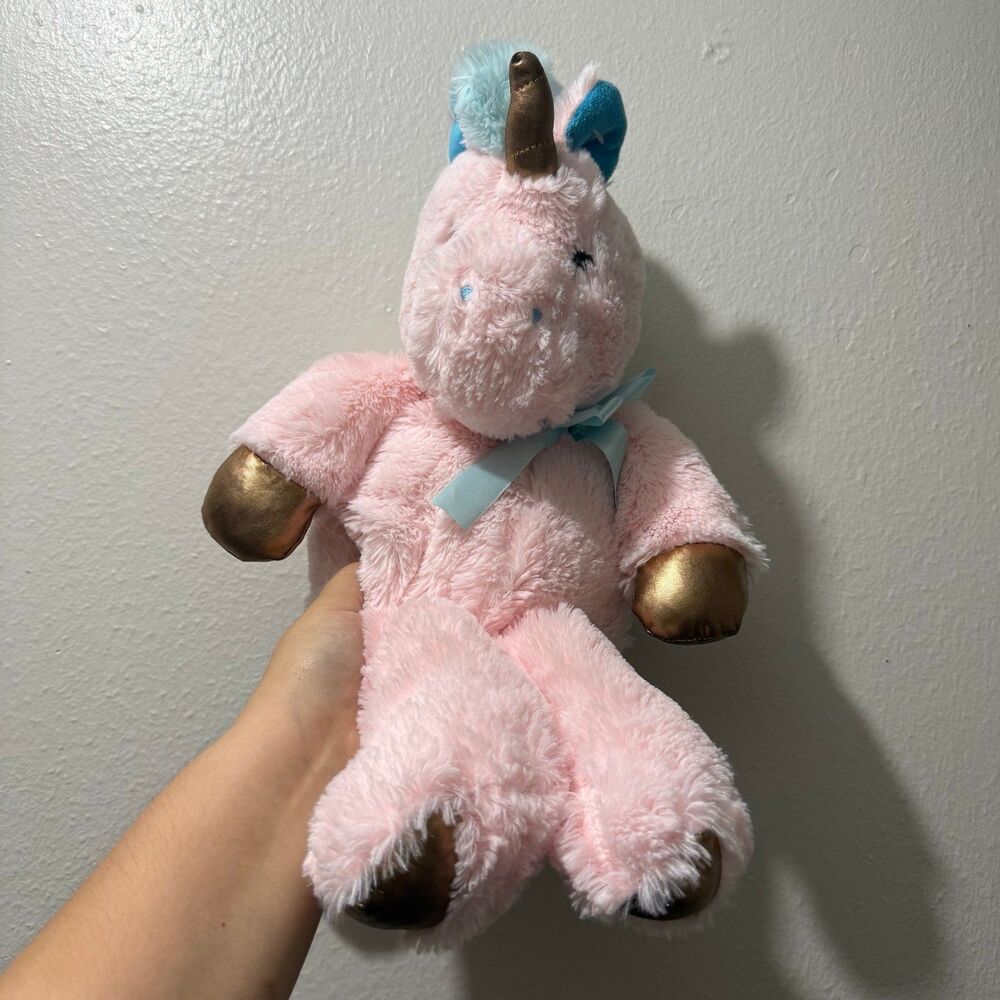 Animal Adventure Pink Floppy Soft Unicorn Plush Stuffed 2019 blue Mane gold